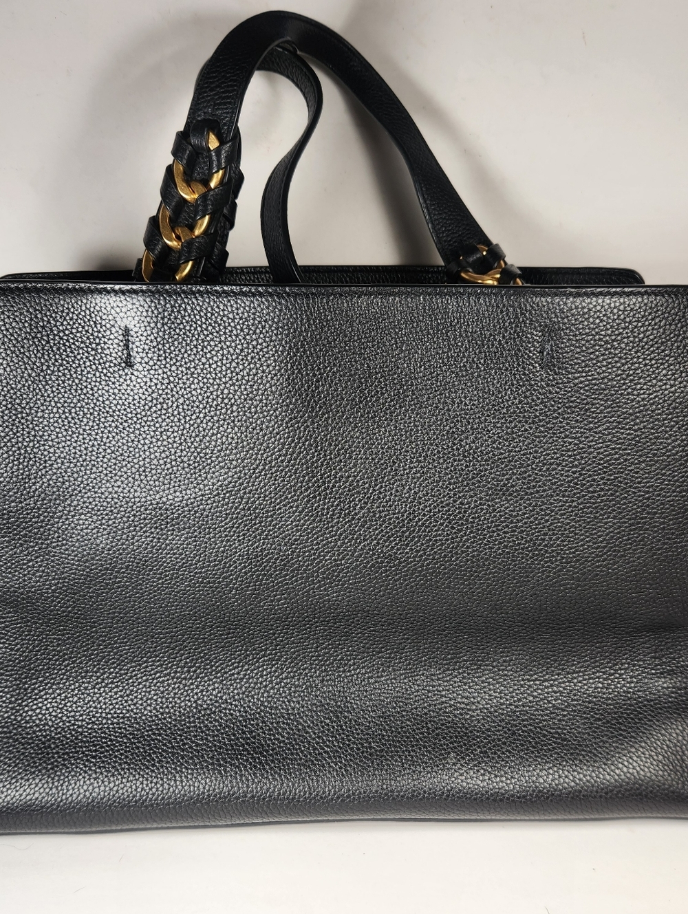 TORY BURCH Everly Handbag Black Leather Tote Multi Pocket Purse - Picture 5 of 11